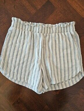 Nordstrom Treasure & Bond Girls Striped Pull On Linen Blend Shorts S 7/8